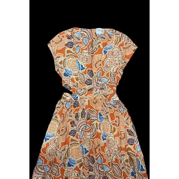 Misa Los Angeles Sz XS Dress Dana Mae Maxi Orange Floral Boho Southwestern - Picture 5 of 13